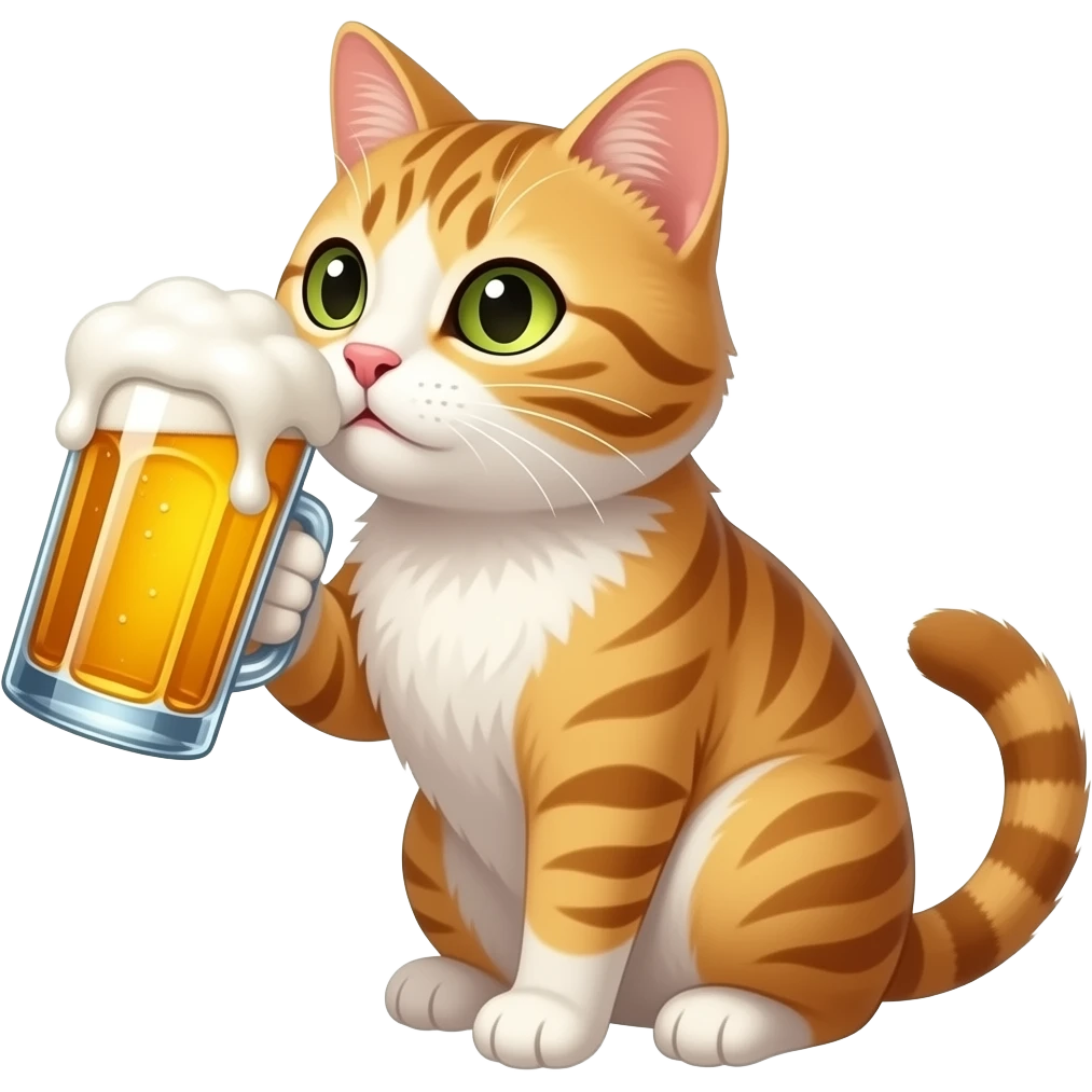 a cat drinking beer emoji