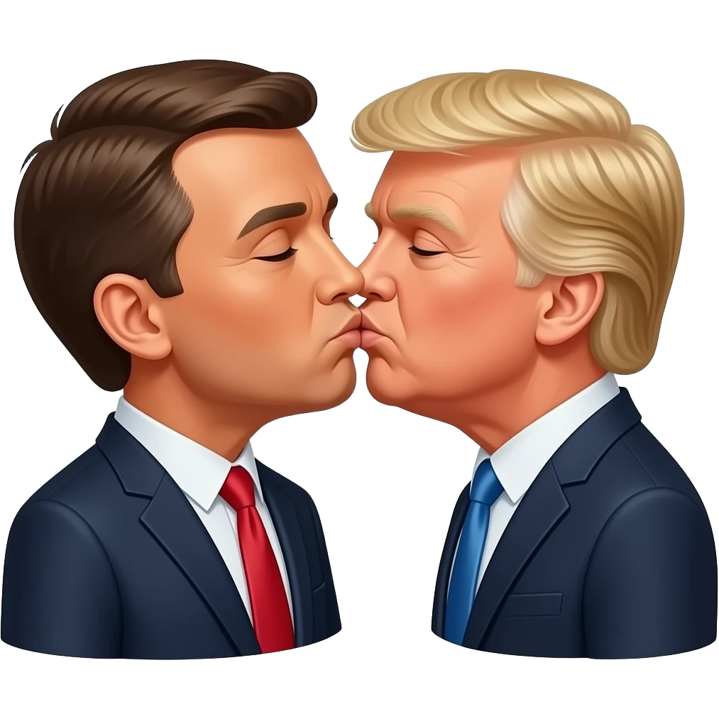 Macron qui embrasse Donald trump emoji