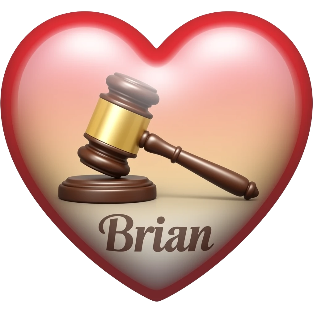 make a heart shape with a judge hammer and Brian inside get rid of the guy outline the heart and add a brian emoji