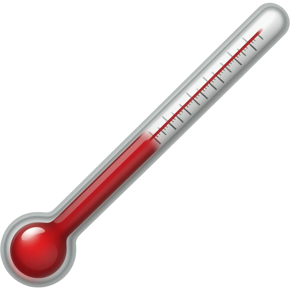 Thermometer showing a high temperature emoji