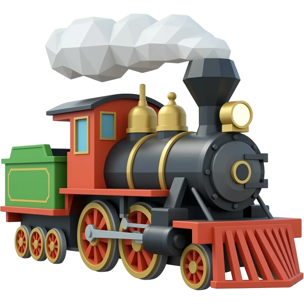 3d Lowpoly steam train emoji