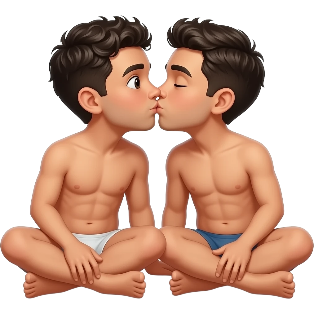 Enaldinho And Lucas sitting kissing naked naked  full body. emoji