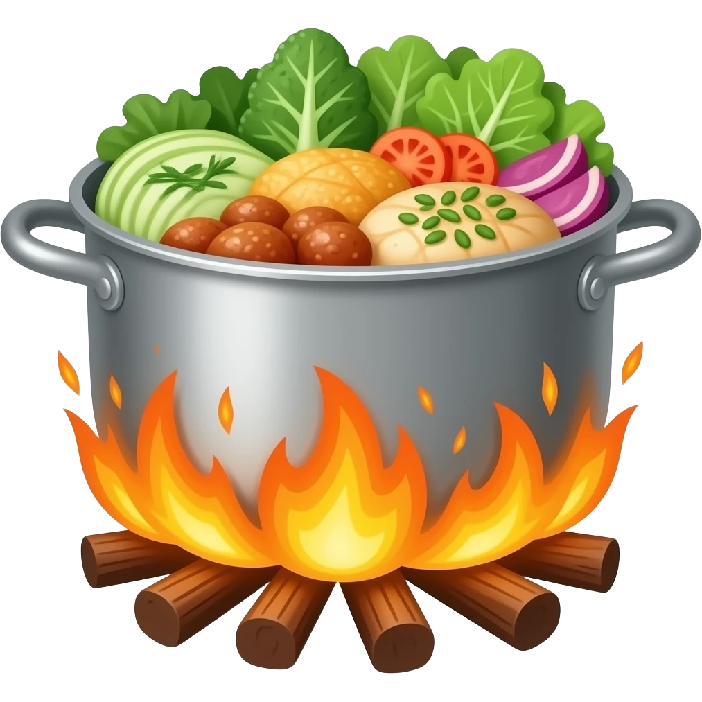 котелок с едой на костре emoji