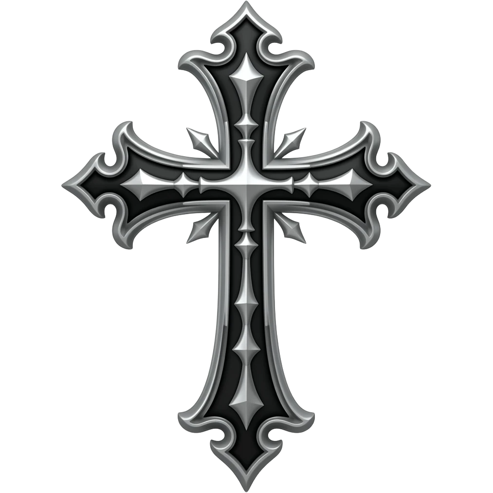 Black gothic cross with silver accessories emoji