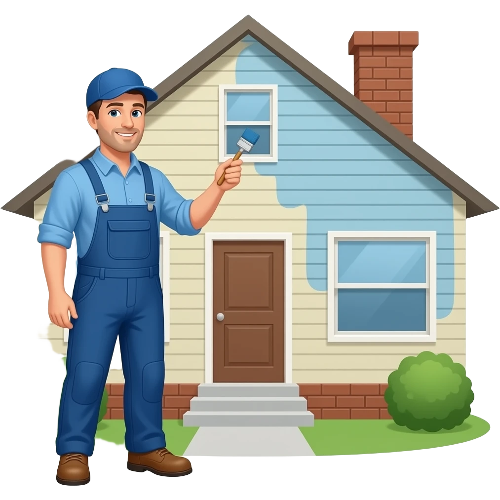 En hombre pintando casa emoji