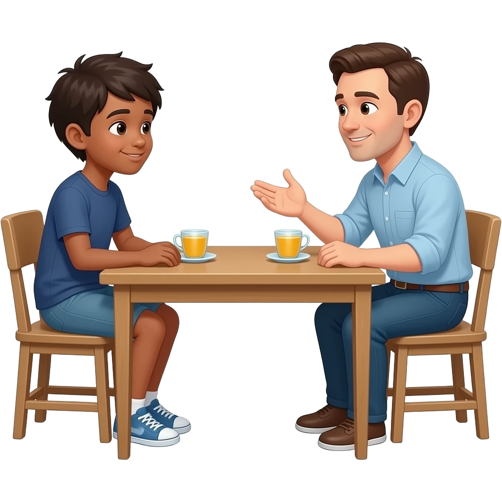 teenager's dialogue with dad at the table emoji