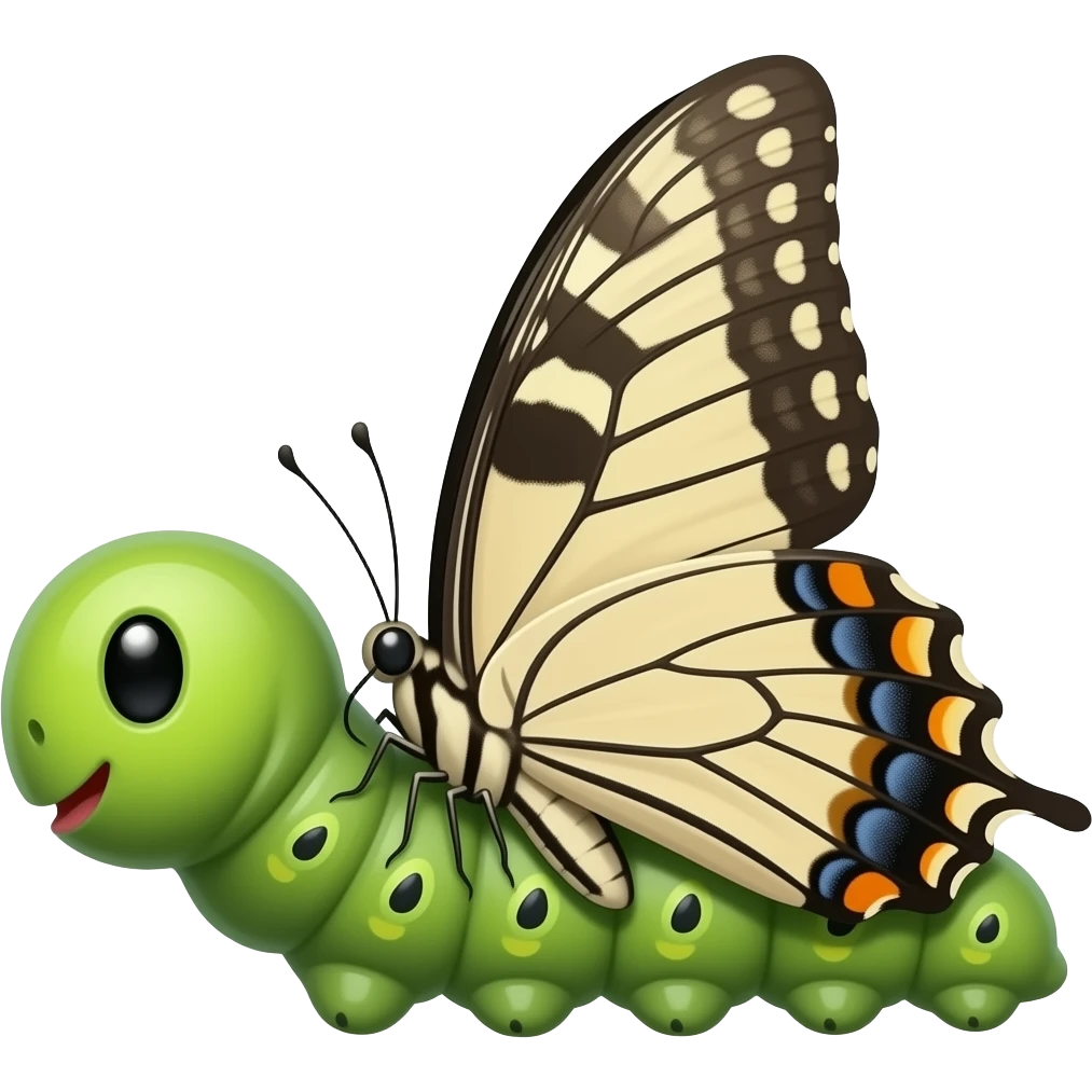 Caterpillar evolves emoji