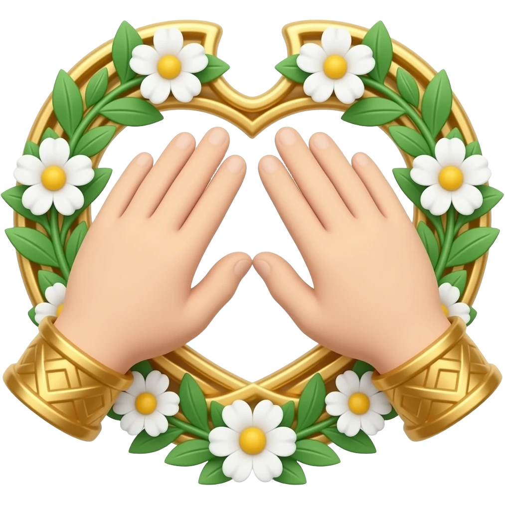Irish claddagh hands and heart with flowers emoji