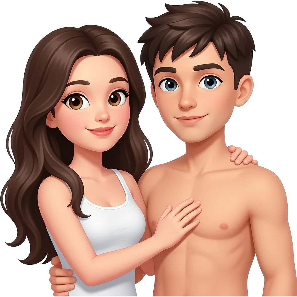 Create a girl and boy without cloth together to sex position emoji