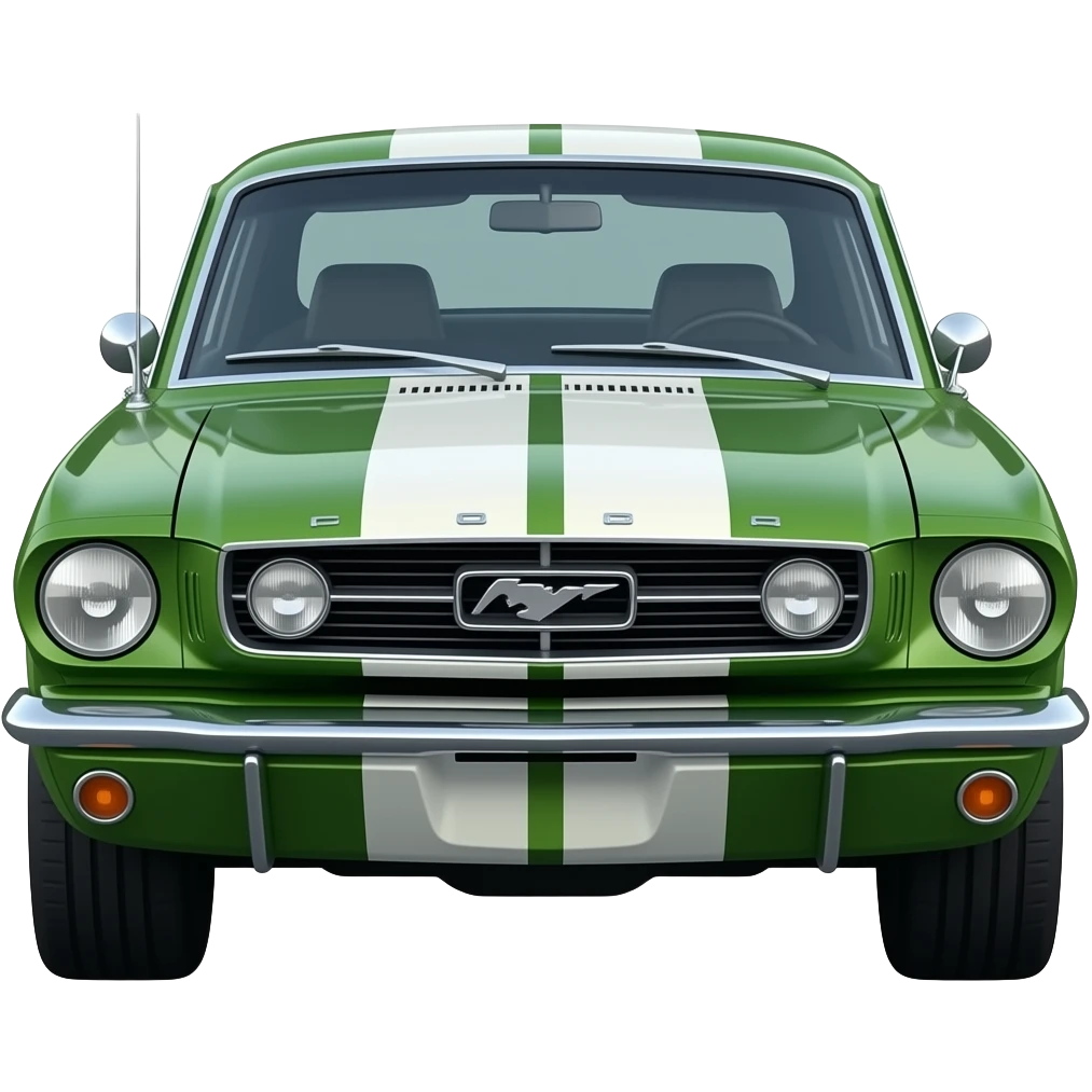 bullit green mustang fastback 66 front top , hyper real, highly detailed emoji