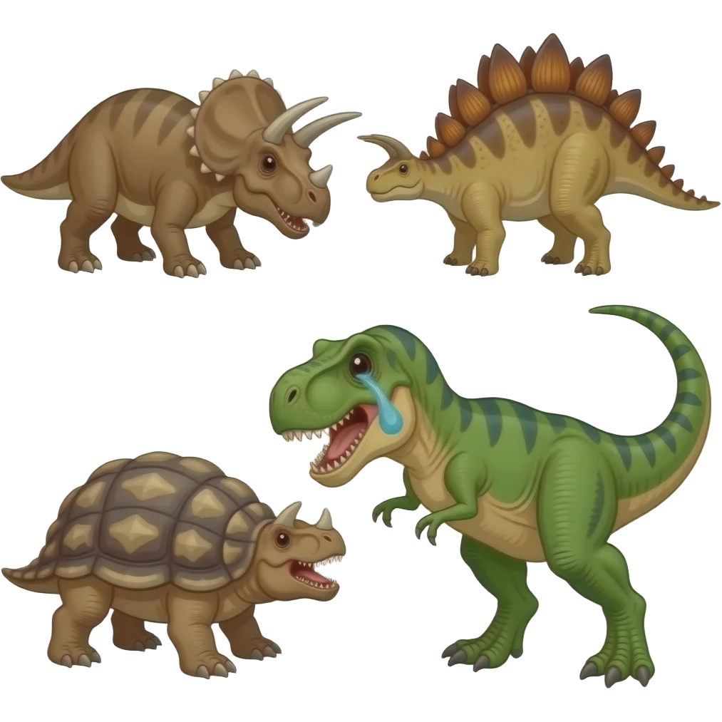 Triceratops,stegosaurus and ankylosaurus hits T. rex T. rex cries emoji