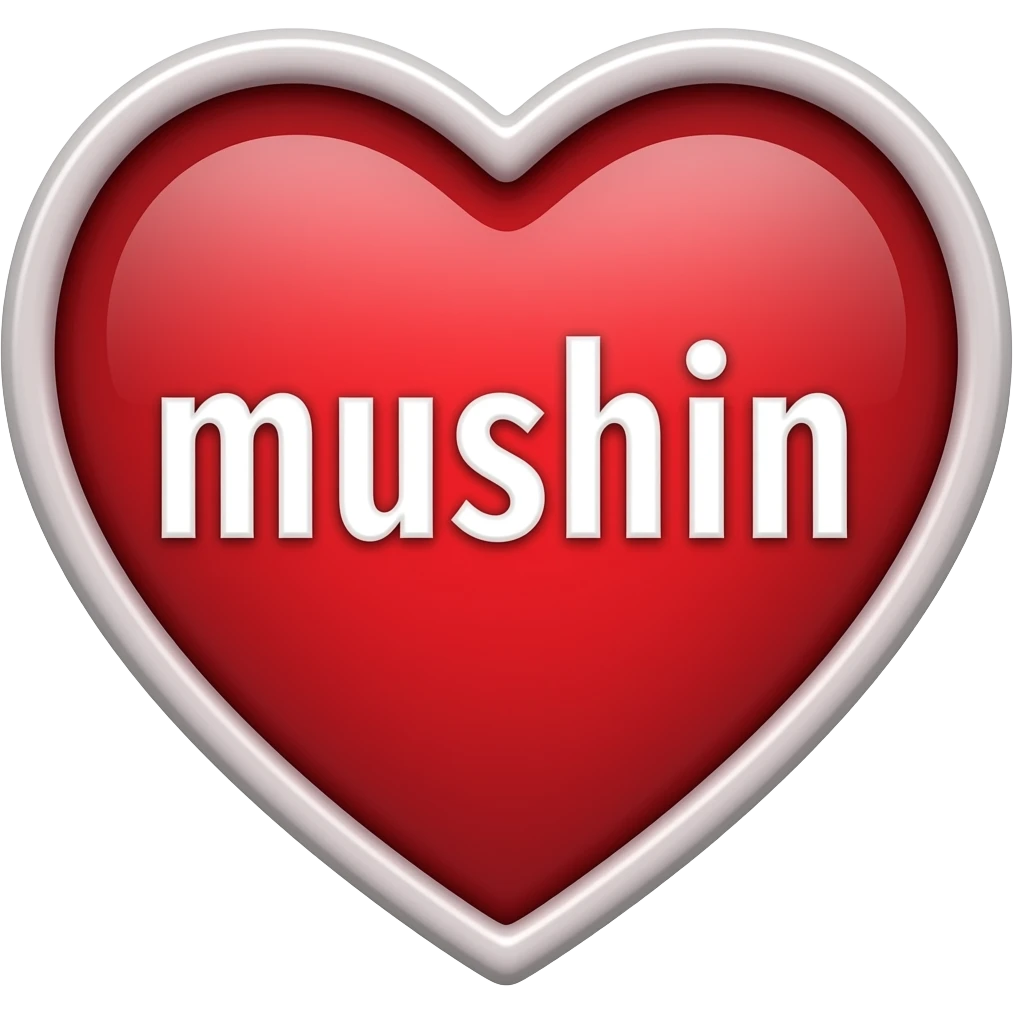 heart that is red inside of it and the word mushin reversed out in white emoji