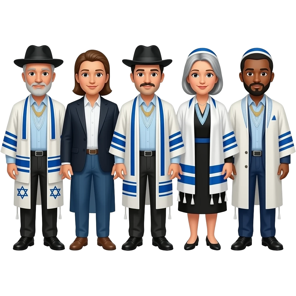 A group of people from Israel with thought bubbles. These people are Israeli. They are not white.  above their head. All of the thought bubles say "I know God" emoji