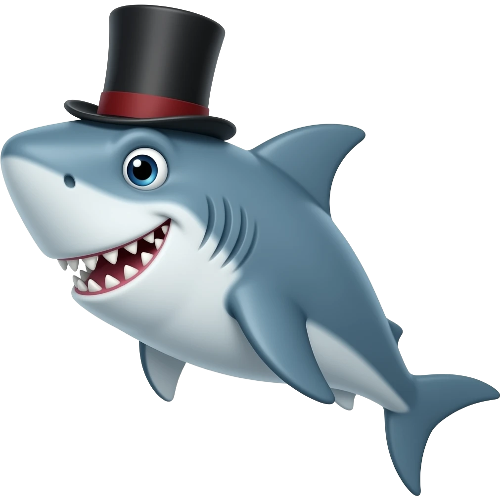 Shark with a top hat emoji