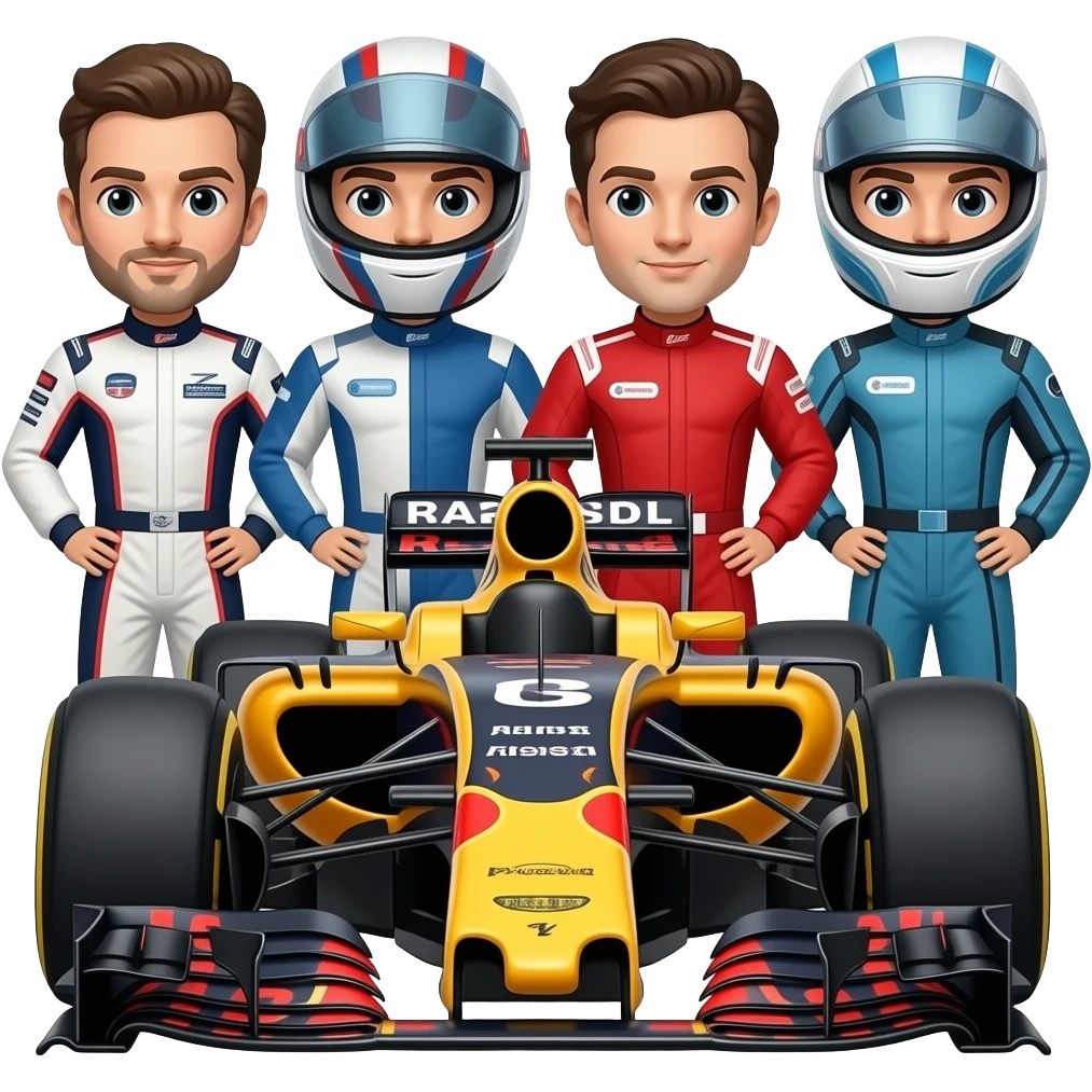 2 chicos y 2 chicas en la formula 1 emoji