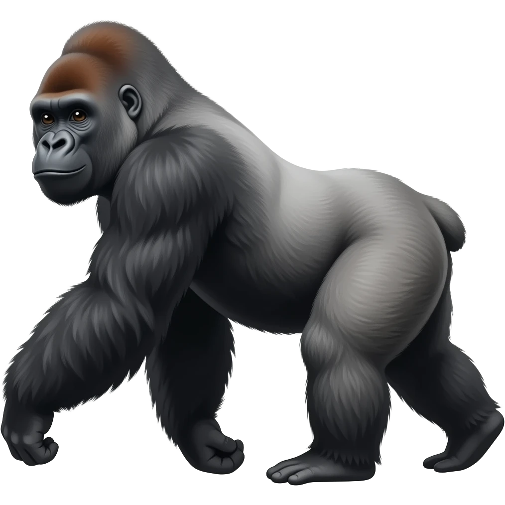 The black gorilla goes to the left emoji