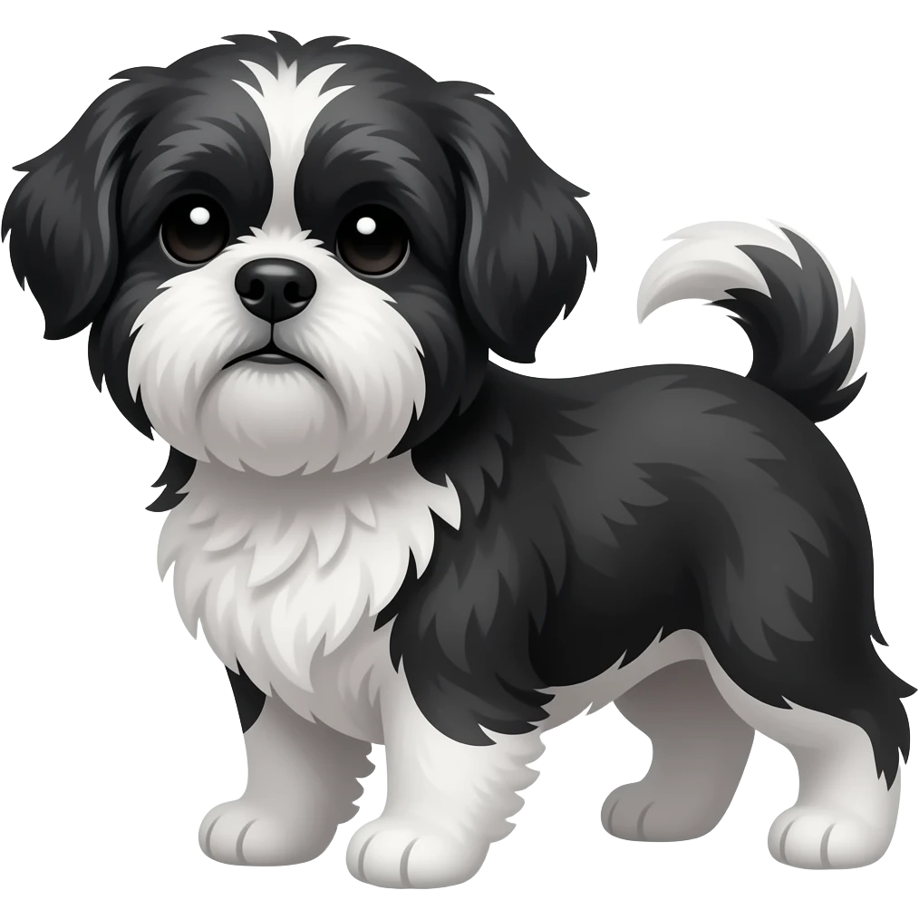 Black and grey shitzhu emoji