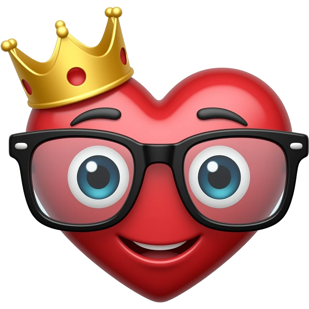 Corazon con corona i lentes emoji