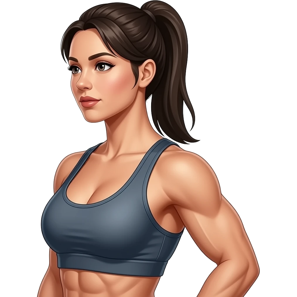 female bodybuilder side chest pose emoji