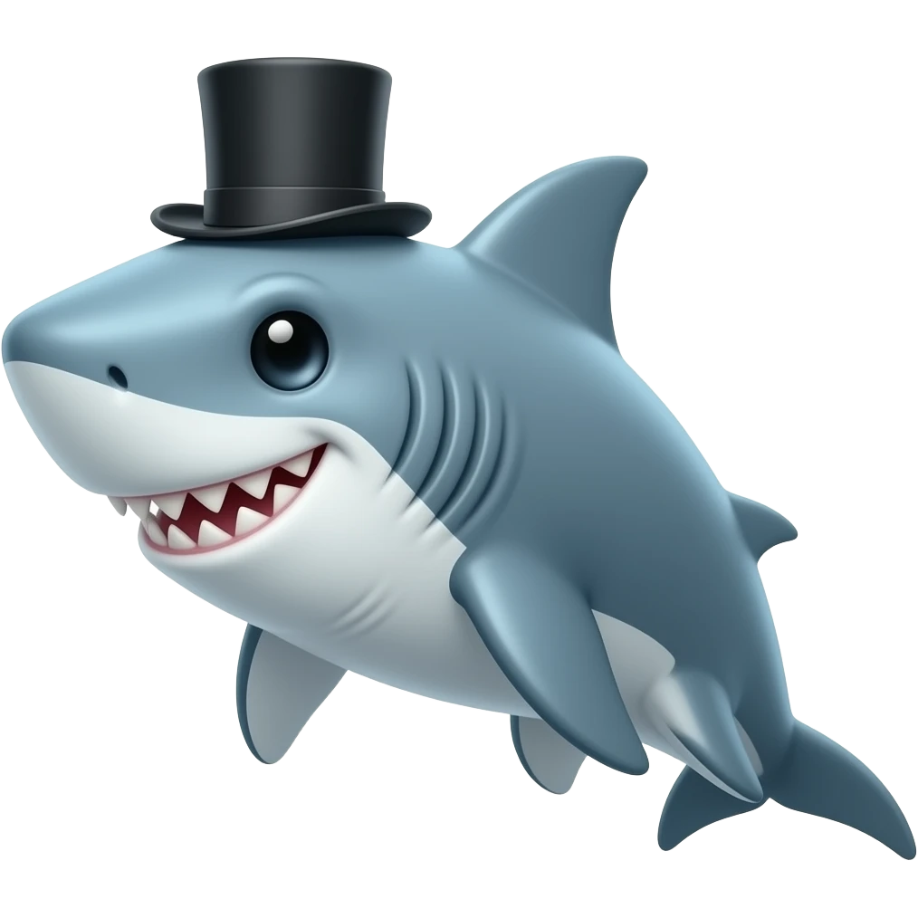 Shark with a top hat emoji