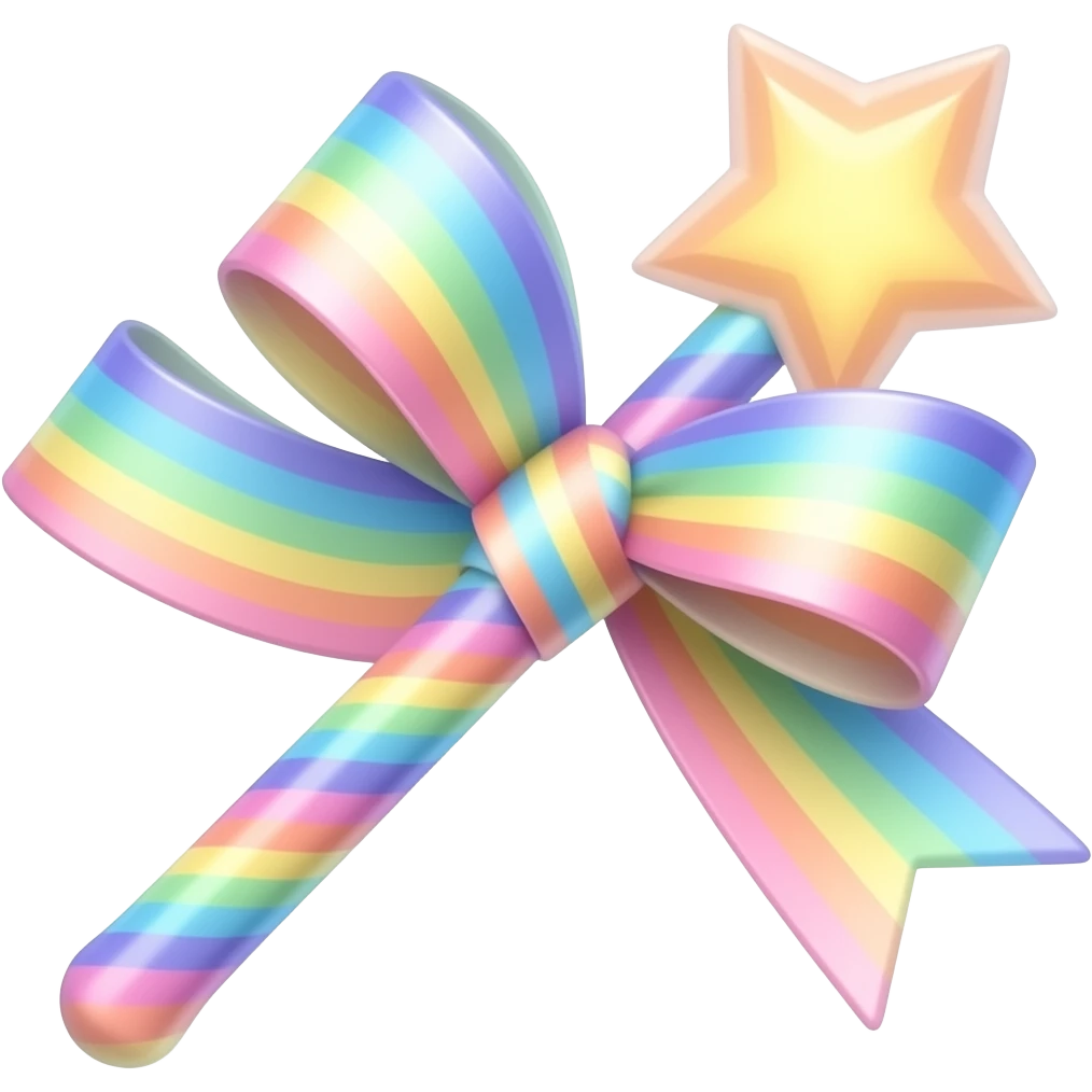 Pastel Rainbow Ribboned pastel rainbow magic wand :3 emoji