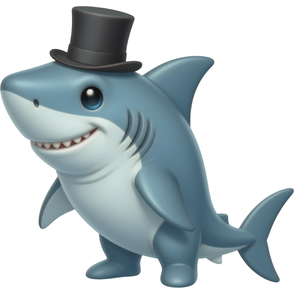 Shark with a top hat emoji