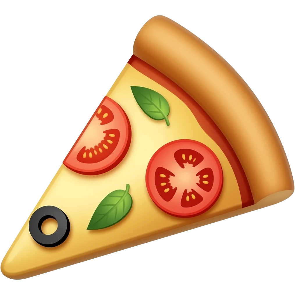 Pizza slice view from above tomatoes (3 pieces) olives emoji