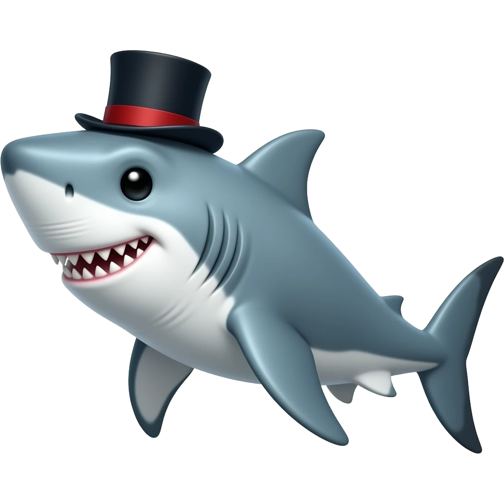 Shark with a top hat emoji