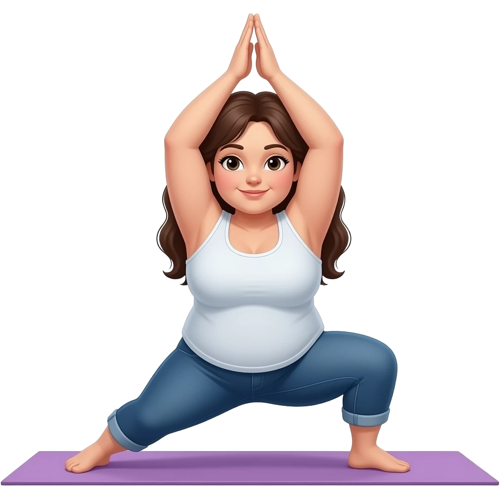 Plus size brunette doing yoga emoji