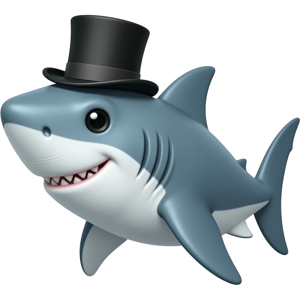 Shark with a top hat emoji