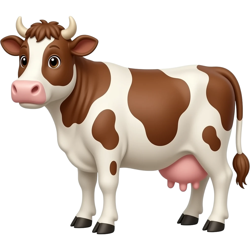 Cartoon brown an white cow emoji