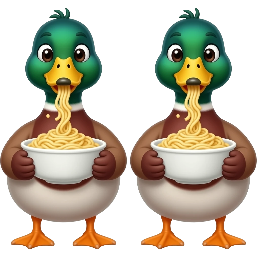 2 ducks eating pasta emoji