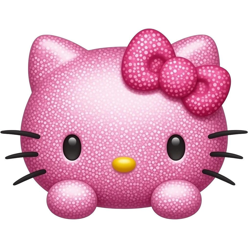 pink glitter hello Kitty head with front paws emoji