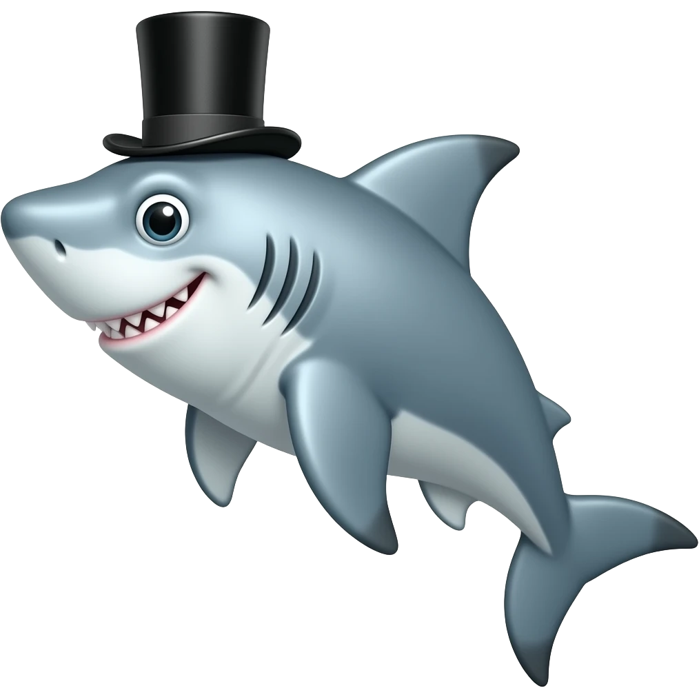 Shark with a top hat emoji