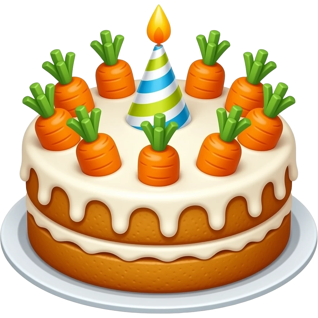 Birthday Carrot Cake with baby carrots decorating it emoji