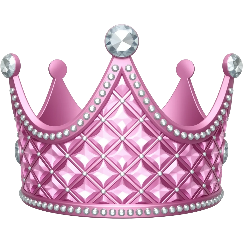 Pink shiny crown with diamonds and sparkles emoji
