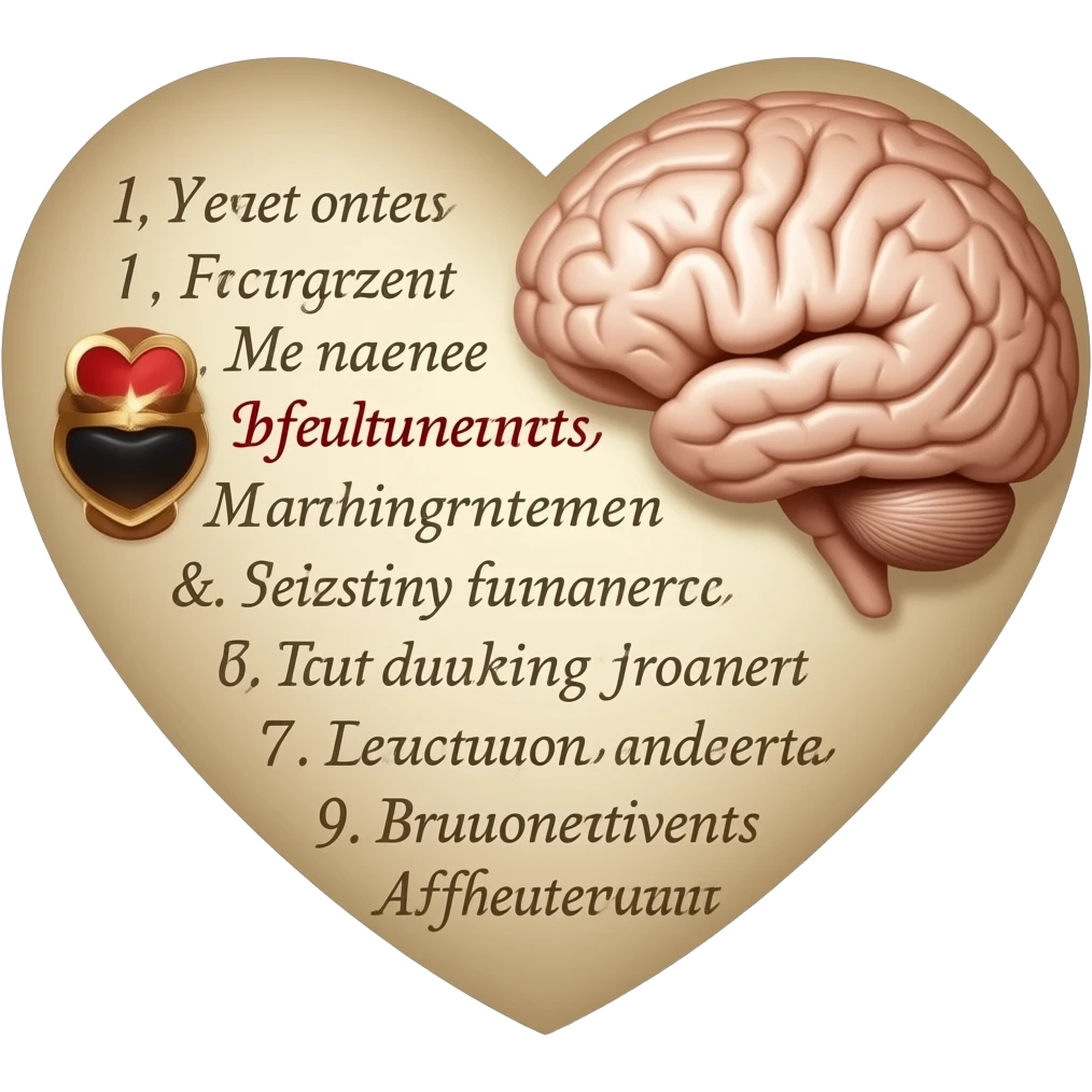 the ten commandments on a heart and brain emoji