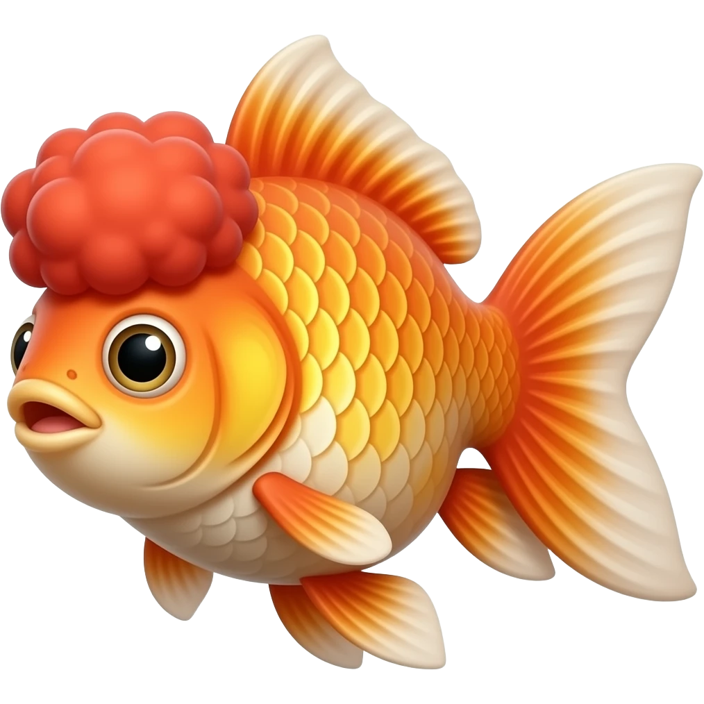 Smiling red hair goldfish emoji