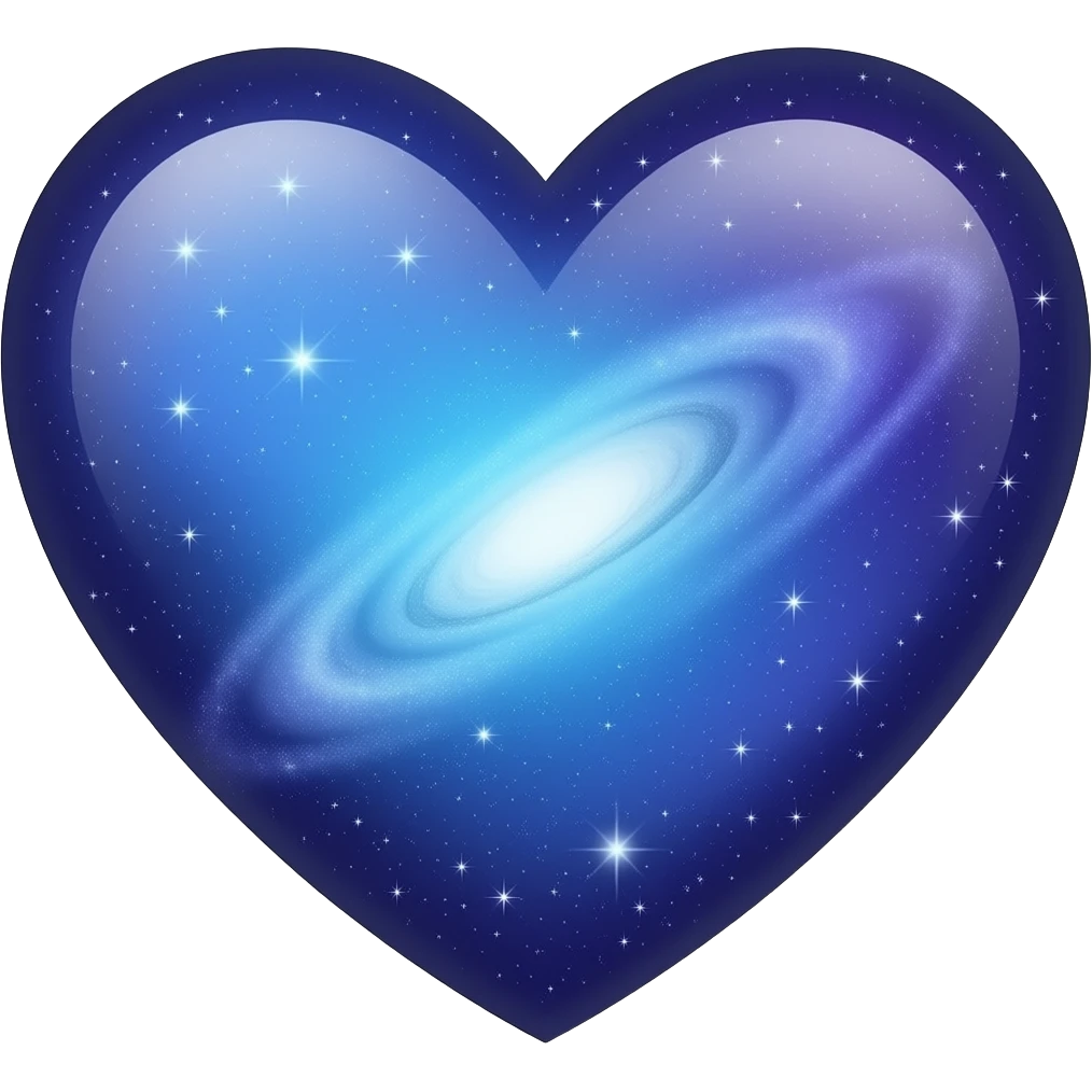 elegant sky blue and purple galaxy heart emoji