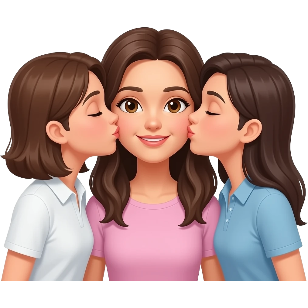 three some kissing one woman emoji
