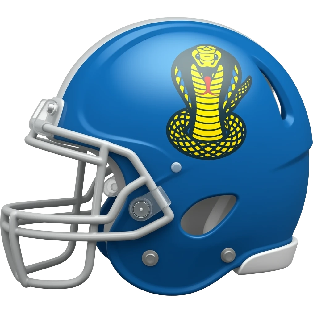 Blue football helmet with yellow snake logo emoji