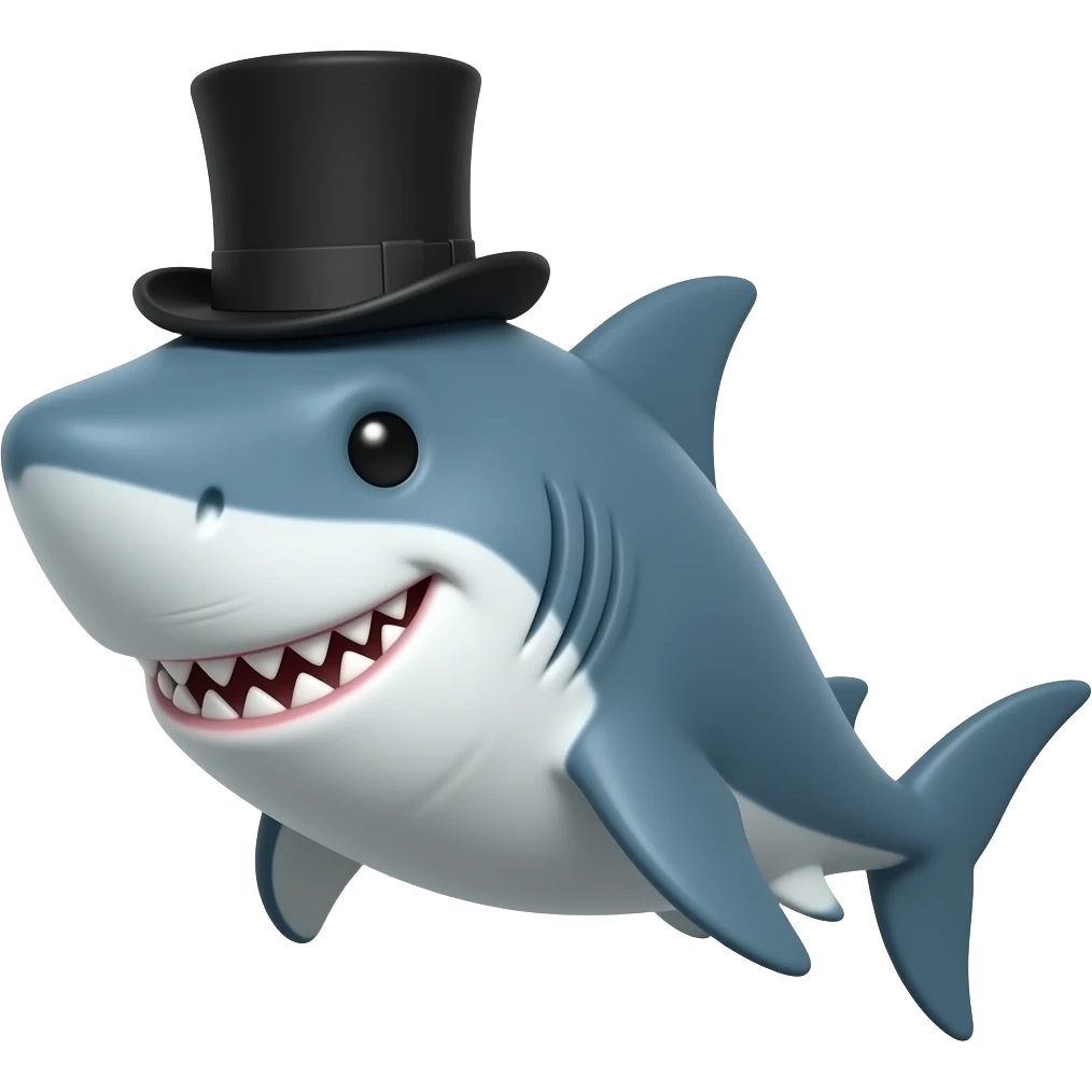 Shark with a top hat emoji