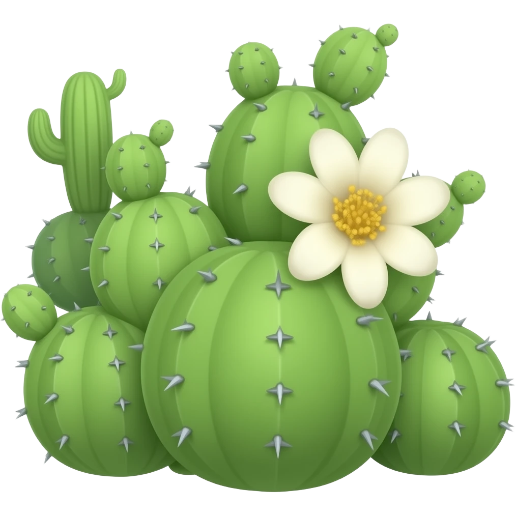 golden cacti with white flower emoji