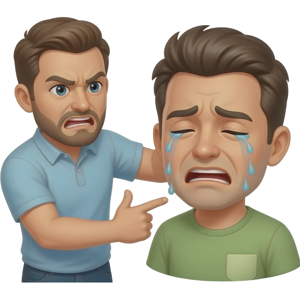 An angry man spanking a crying man emoji