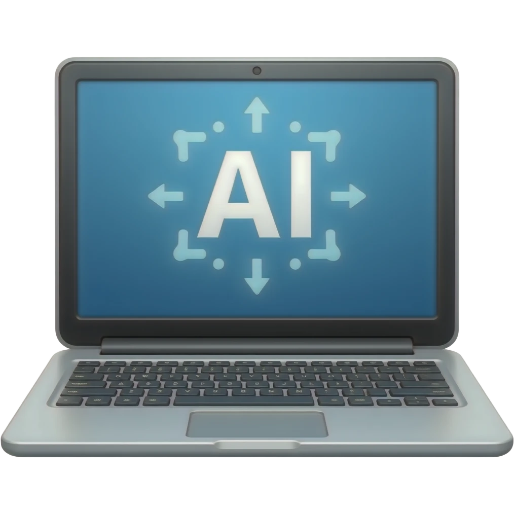 laptop with AI as a logo emoji