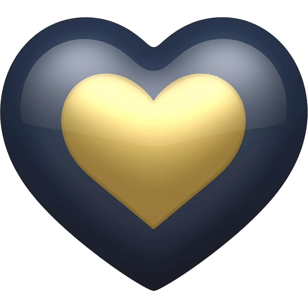 navy blue and golden heart emoji