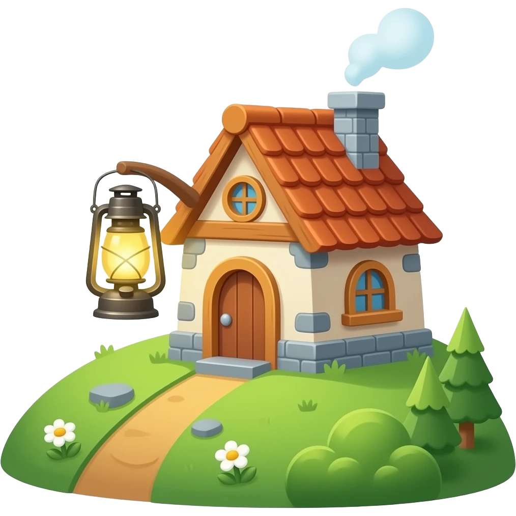 just a cartoonish style lantern hanging on a hillside cotage emoji