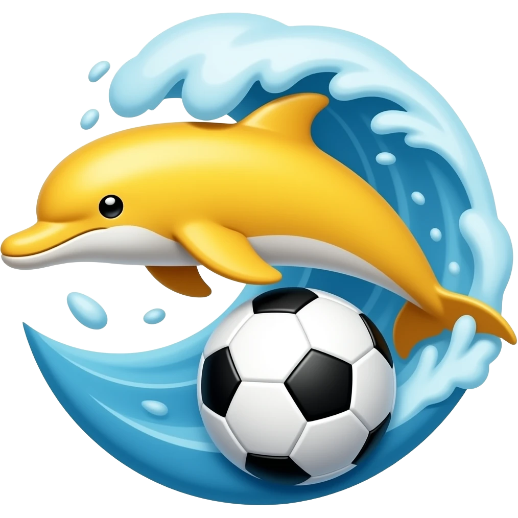 yelllow black dolphin circle wave soccerball emoji