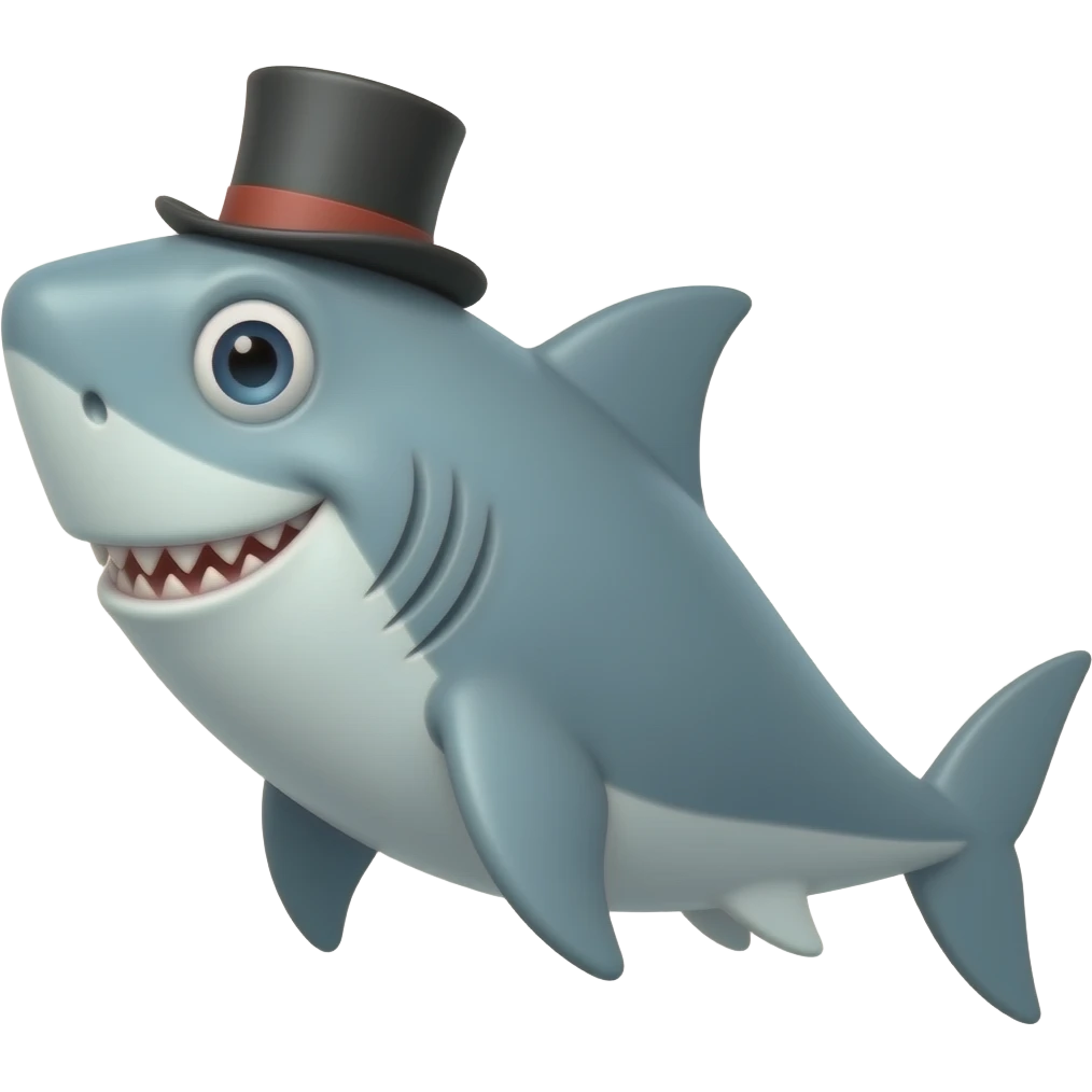 Shark with a top hat emoji