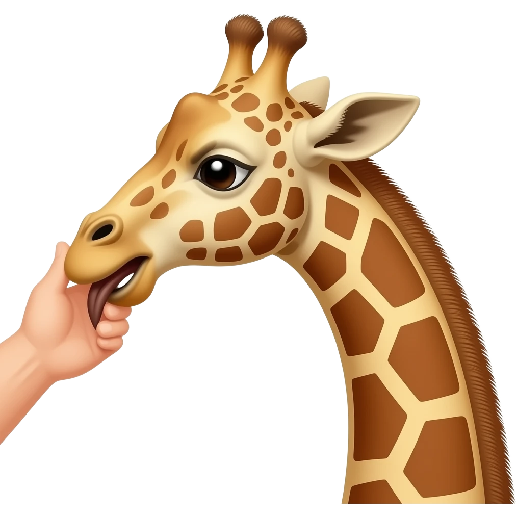 Giraffe being choked by a hand emoji